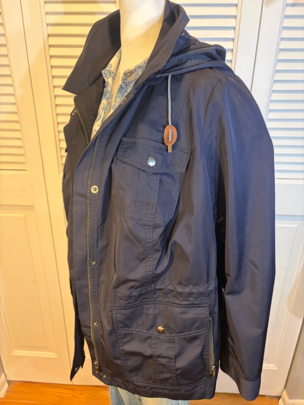 Talbots Navy Utility Field Jacket with Hood